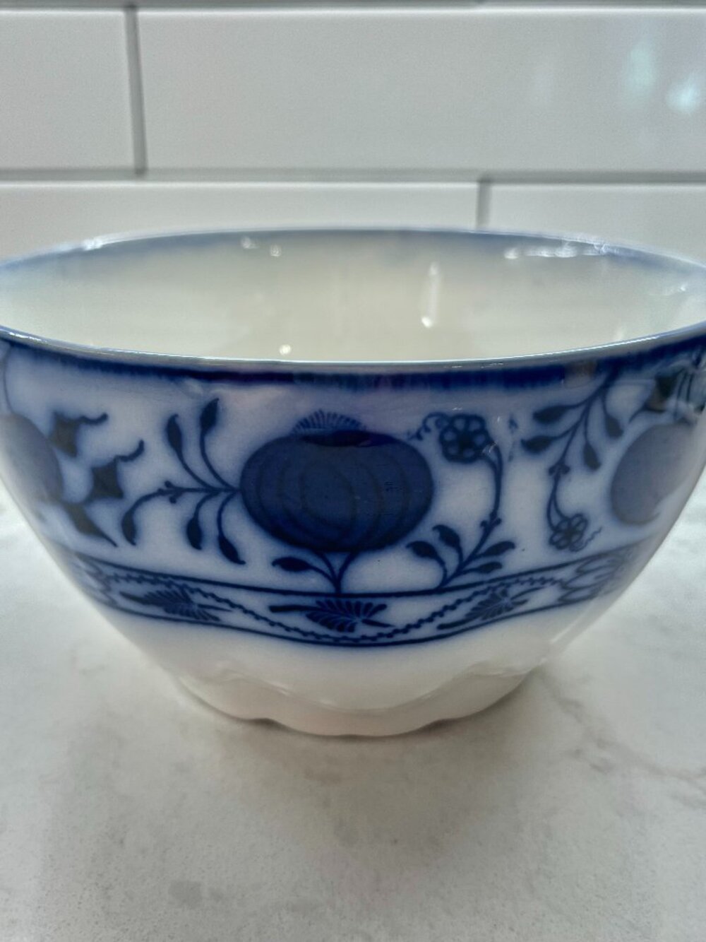 RARE Antique Johnson Brothers Holland Flow Blue "Blue Onion" Cranberry Bowl